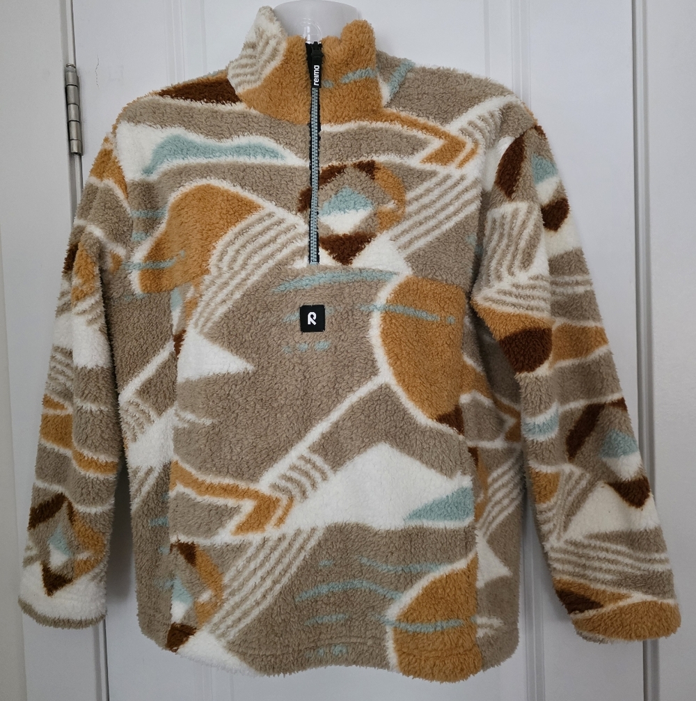 Reima From Finland Abstract Patterned Fleece Sweater - Brown and Cream